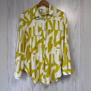 Fig & Flower Anthropologie Line Green Button Down Top Size M EUC